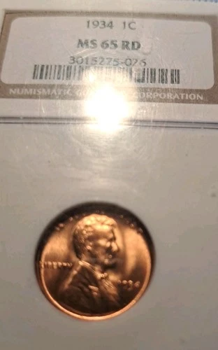 1934 Lincoln Cent NGC MS65 RED