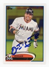 SIGNED BASEBALL CARD AUTO FLORIDA MIAMI MARLINS TOPPS 2012 OMAR INFANTE #456