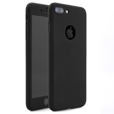 Rundum 360° Full Cover 3D Schutz Hülle Cover Schutzglas iPhone 8 Plus - schwarz