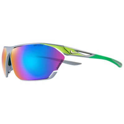 New NIKE DC3407 011 Silver STRATUS E Sunglasses with Turquoise Mirror Lenses