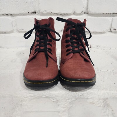 Doc Martens Alfie Maroon Red Canvas Boots Shoes Womens