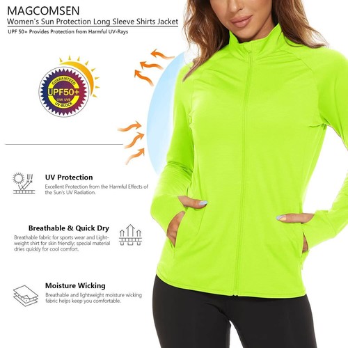 Women's UPF50+ Sun Protection Jacket Full-Zip Up Long Sleeve Lightweight Shirts - Picture 45 of 103