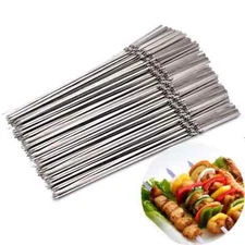 10Pc BBQ Skewers, 12" Kabob Skewers, Stainless Steel Reusable