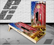 Barn Flag Cornhole Boards Bean Bag Toss Game
