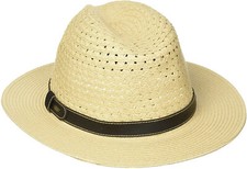 Scala Men's Paper Braid Safari Hat with Faux Leather Band L