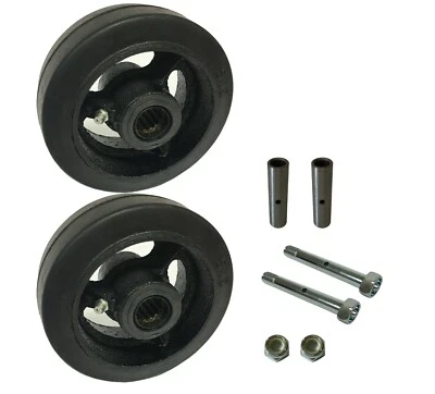 HYWELD 2 Caster Wheels Set 4" 5" 6" 8" Rubber on Cast Iron Wheel Set with Bearing & Kit