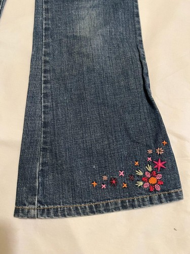 Gymboree Denim Bootcut Jeans w/ Floral Design, Size 9 - Picture 2 of 3