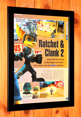 Ratchet & Clank 2 Going Commando PS2 Promo Old Rare mini Poster / Ad Page Framed