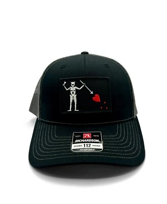 Blackbeards Flag Patch Hat | Richardson 112 Black Grey | Edward Teach Hat