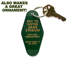 "KEY TO NOTRE DAME STADIUM" novelty KEY TAG Fighting Irish. football. ornament