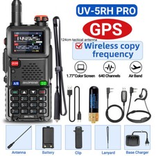 1X 5RH GPS WALKIE TALKIE MULTI BAND RECHARGEABLE TWO WAY RADIO 124CM 805S CABLE
