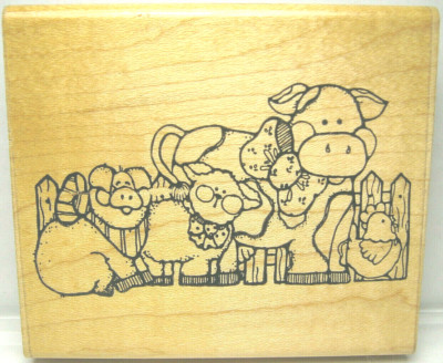 D.O.T.S. Q185 BARNYARD BUDDIES RUBBER 3'' X 3 1/2'' FARM ANIMALS RUBBER INK STAMP