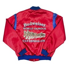 Vintage 80s Budweiser Clydesdale Satin Bomber Jacket Made In USA Medium