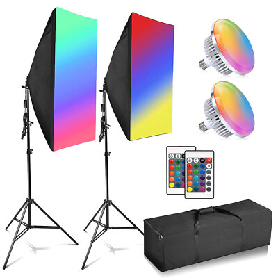 Photography Softbox Continuous Lighting 2x150W RGB LED Soft