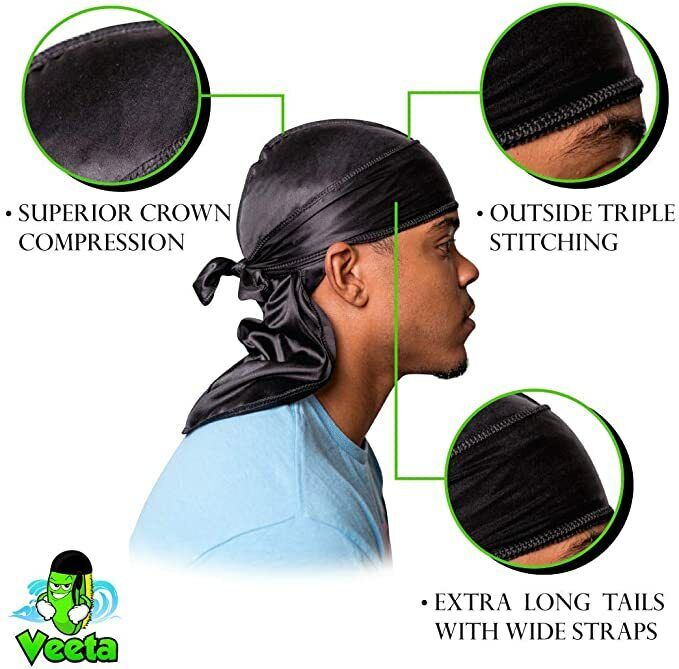 Velvet Durags For Men Long Tail Doo Rag Velvet Men Du Rag Bandana Shiny  Durag Long Tie Waves Cap Durag