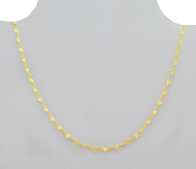 SINGAPUR STIL KETTE MASSIV .925 STERLINGSILBER (goldfarben) - Neu mit Etikett - 32'' lang