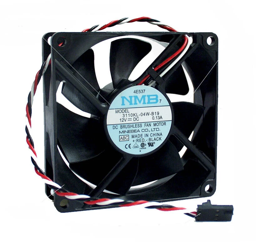 NMB 80mm Computer Case Fan – 3110KL-04W-B19, DC12V 0.13A, 3-Pin – For Dell (Open Box) - View #3