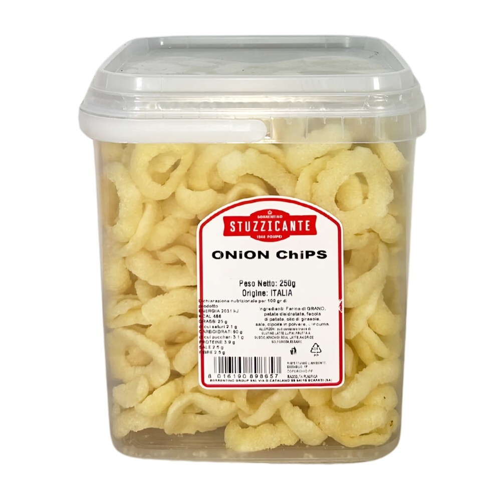 Stuzzicante Onion Chips Anelli Gusto Cipolla Secchiello da 250gr