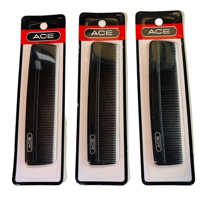GOODY ACE Hair Comb 5-Inch Fine Tooth Pocket Comb Black - Lot of 3