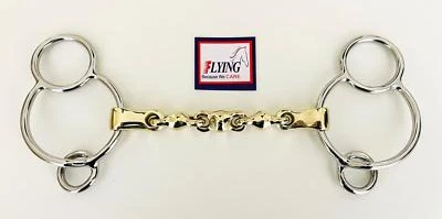 FLYING HORSE WATERFORD UNIVERSAL BIT DEUTSCHES SILBER MUNDSTÜCK 3 RING 2 KNEBEL FÜR SPRINGPFERD