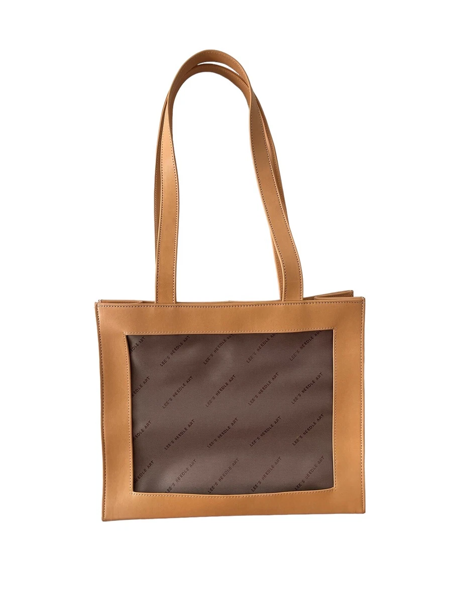 Veg-Tan Leather Handbag Tote Needlepoint Canvas Bag By Lee’s Needle Art