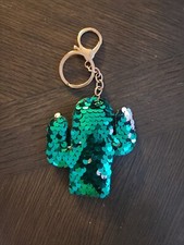 3" Green CACTUS KEYCHAIN Reversable TEENAGER Sequin Keys Texas Plant