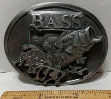 Vintage 3D Bass Metal Belt Buckle Bass Anglers Sportsman Society Made In USA