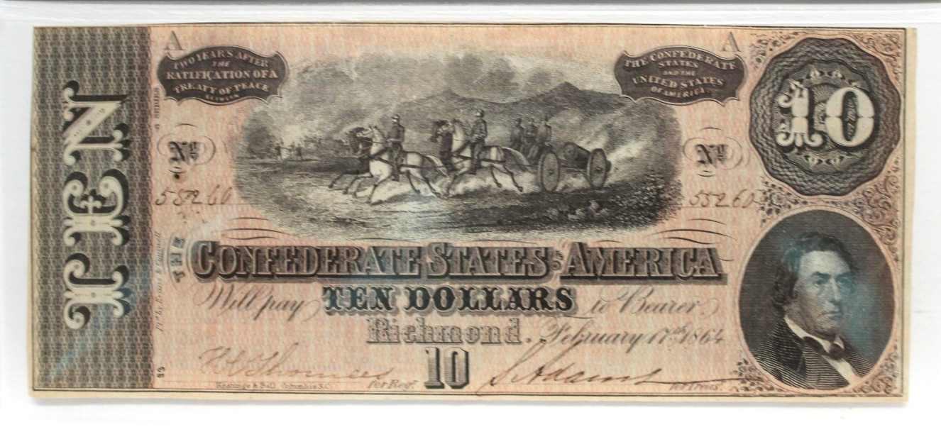 T-68 $10 1864 CONFEDERATE CURRENCY CSA PCGS  35 PF-15 RARITY 3 BRIGHT NOTE!