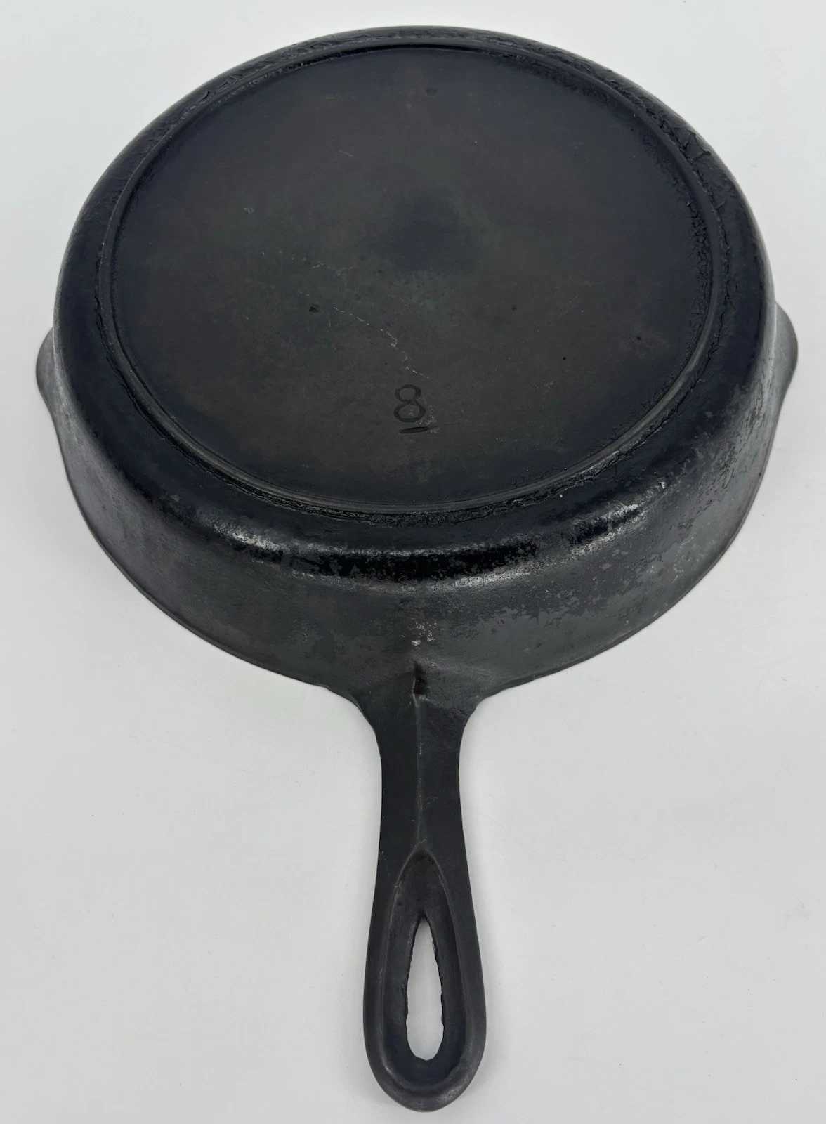 Early Unmarked Cast Iron Skillet #8 Heat Ring Smooth Surface Deep Fry Pan 10.5”