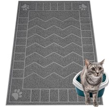 Cat Litter Box Mat, 35" x 24" Large Kitty Litter Trapping Mat Keep Floor Clea...