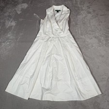 Lauren Ralph Lauren Dress Womens 4 White Ruched Jersey Sleeveless V-Neck Sheath