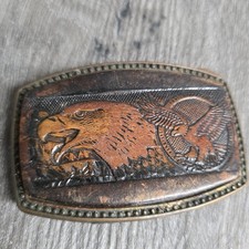 VINTAGE Eagle Alumaline 4108 Belt Buckle ONLY Hand Tooled FLYING EAGLE BB-317