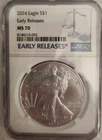 2024 Silver American Eagle Early Releases NGC MS-70 Blue Label