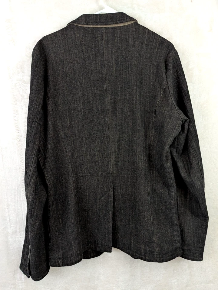 TRANSIT UOMO sz L Blazer Jacket Wool Cotton blend black tan Italy men 0761 - Image 4 of 4