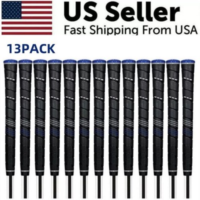 13PCS Golf Grips Wrap Grip Rubber Golf Club Grips High-tack Grips Blue 3 Sizes