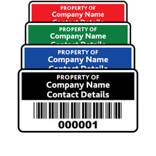 Budget Small Size Asset ID Labels - Design 2. Choice of colours