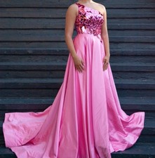 Pink Sherri Hill Mirror Sequin Prom Dress Size 4 one shoulder worn once