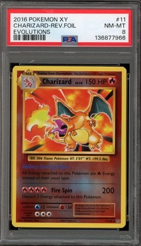 Pokemon Charizard XY Evolutions Reverse Holo Rare #11 PSA 8