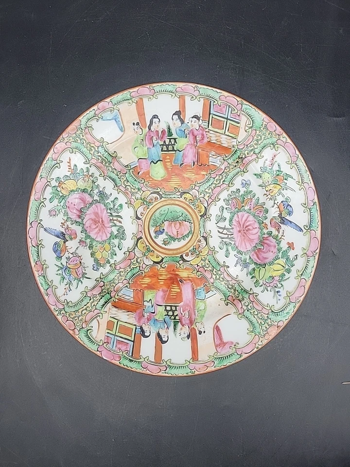 8 Rose Medallion Antique Hand Painted  8 3/4" Plates - Image 2 of 4