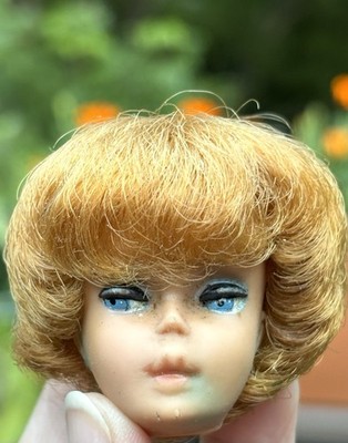 60 s Titian Bubble Cut Barbie Doll HEAD ONLY Green Ears/Face Redhead Blue Eyes
