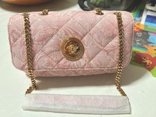 Authentic Versace Pink Quilted Baroque Jacquard Medusa Shoulder Bag
