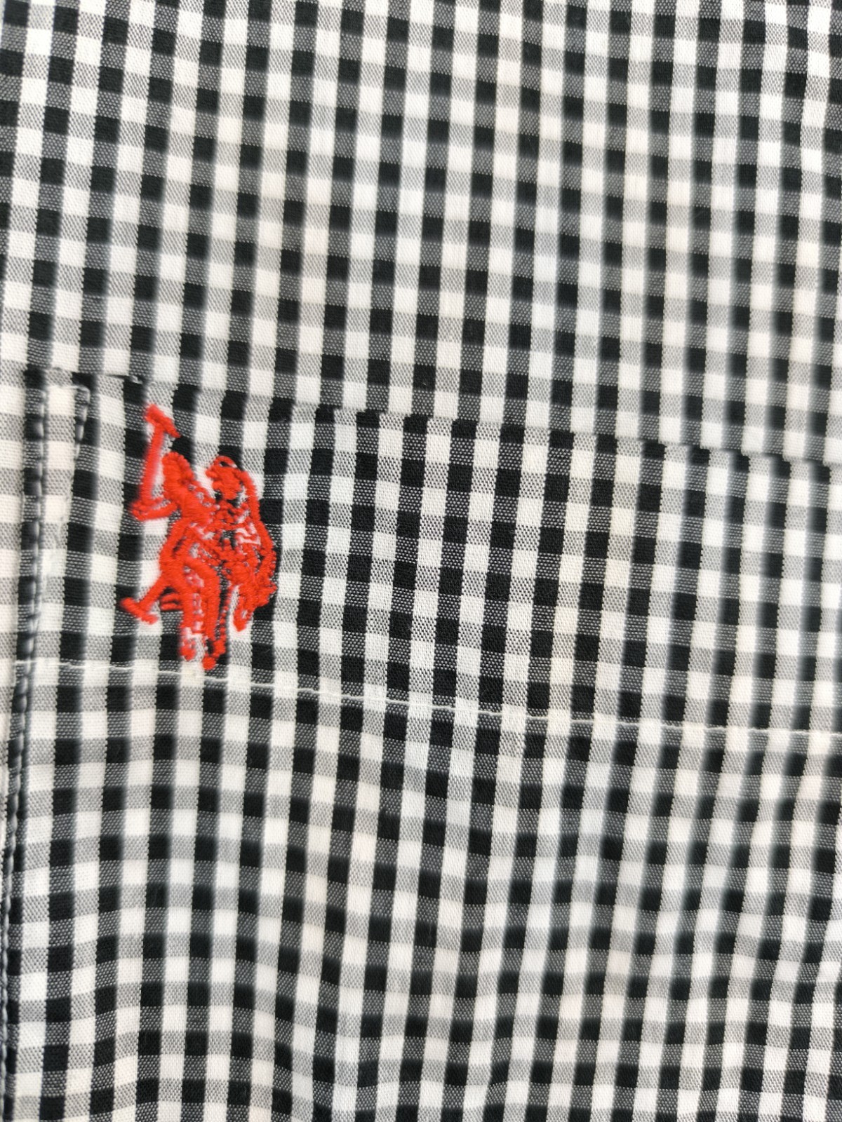 U.S. Polo Assn. Herren Hemd Gr. XL Gingham Karo Langarm Schwarz Weiß NEU image 5