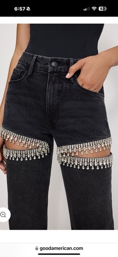 Good American Black Good Icon Straight Diamond Jeans Size 14 /32 New With Tags - Bild 6 von 11