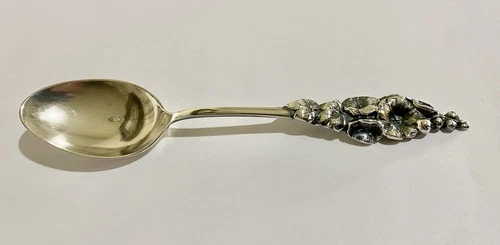 Vintage Reed & Barton 5" Floral Design Sterling Silver Spoon Eagle/Lion Hallmark