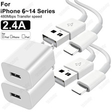 Dual USB Power Adapter Fast Charger Sync Cord For iPhone 14 13 12 11 X 8 7 6 Lot