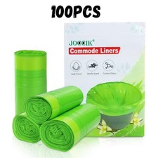 Commode Liners for Bedside Commode Vanilla Scented 100Pcs Disposable Bags Univer