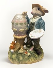 Vintage Rare Chrisdon Easter Rabbit Artist Painting Egg Tulip Chick Resin Bunny