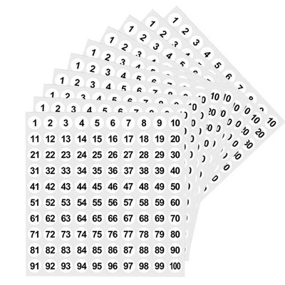 Selbstklebende Zahlenaufkleber, 10 Blatt kleine selbstklebende Zahlenaufkleber, 1