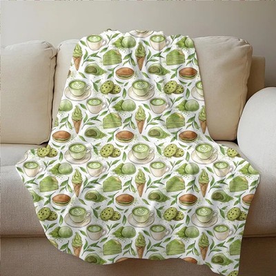 Matcha All Over Printed Sherpa Blanket Modern Cozy Decor