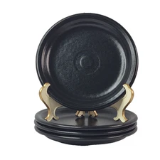 New FIESTA FOUNDRY set of 4 Black Salad Appetizer Plates 7.25"  Fiestaware